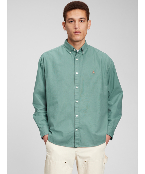 GAP（ギャップ）の「オックスフォード ブラナンベア ビッグシャツ（ユニセックス）（シャツ/ブラウス・メンズ・ネイビー/ライトブルー/グリーン/コーラル/ホワイト/カーキ/ピンク/パープル/ライトグレー/ブルー系その他/ホワイト系その他/チャコールグレー・L/XL/S/XS/M）」の7枚目の写真