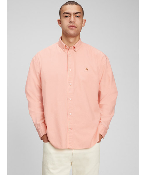 GAP（ギャップ）の「オックスフォード ブラナンベア ビッグシャツ（ユニセックス）（シャツ/ブラウス・メンズ・ネイビー/ライトブルー/グリーン/コーラル/ホワイト/カーキ/ピンク/パープル/ライトグレー/ブルー系その他/ホワイト系その他/チャコールグレー・L/XL/S/XS/M）」の12枚目の写真