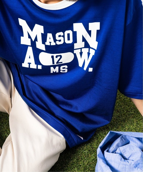 417 EDIFICE（フォーワンセブンエディフィス）の「◆MASON ロゴゲームTシャツ（Tシャツ/カットソー・メンズ・ホワイト/ブラック/ブルー/グリーン・MEDIUM/LARGE）」の4枚目の写真