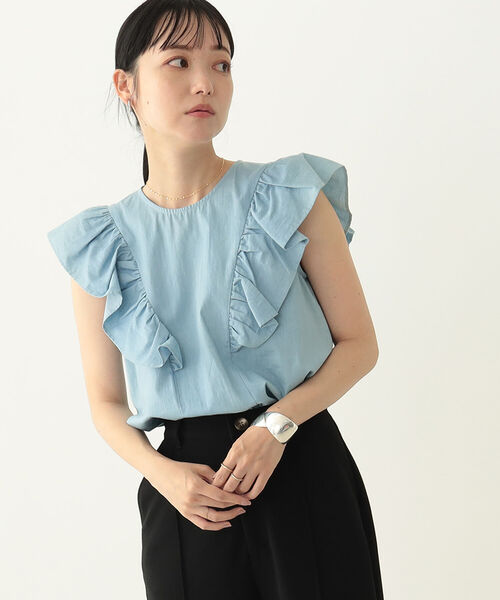 BeAMS DOT(ビームスドット)の「【WEB限定】BeAMS DOT / デニム フリルブラウス(シャツ/ブラウス・レディース・インディゴブルー/ライトブルー・FREE)」の16枚目の写真