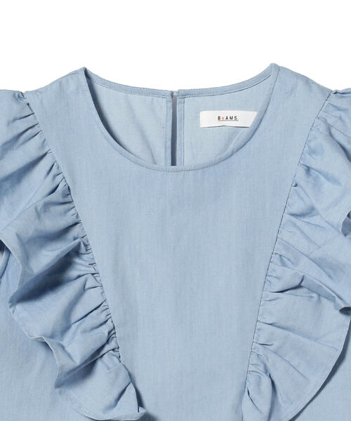 BeAMS DOT(ビームスドット)の「【WEB限定】BeAMS DOT / デニム フリルブラウス(シャツ/ブラウス・レディース・インディゴブルー/ライトブルー・FREE)」の4枚目の写真