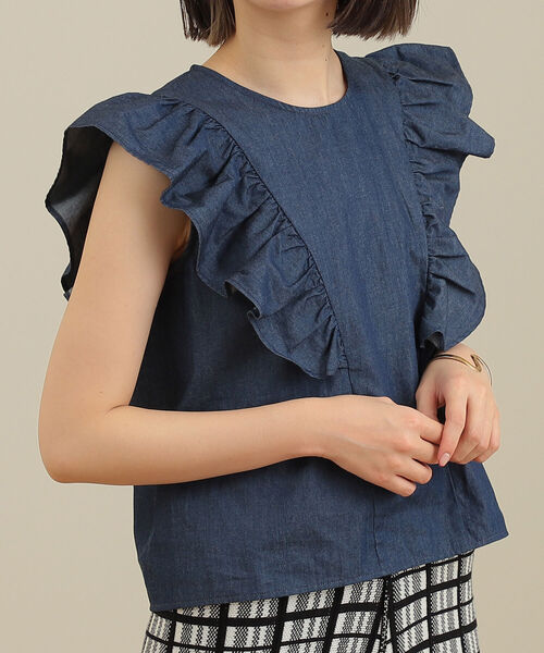 BeAMS DOT(ビームスドット)の「【WEB限定】BeAMS DOT / デニム フリルブラウス(シャツ/ブラウス・レディース・インディゴブルー/ライトブルー・FREE)」の21枚目の写真