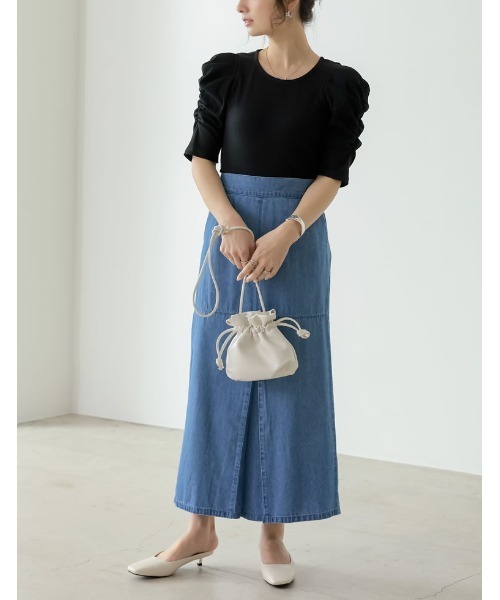 Re:EDIT（リエディ）の「[神山まりあさん着用]無地orボーダーテレコリブパワショルトップス（Tシャツ/カットソー・レディース・ブラック/オフホワイト/ホワイト系その他・MEDIUM）」の22枚目の写真