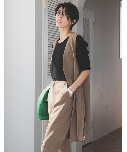 Re:EDIT（リエディ）の「[神山まりあさん着用]無地orボーダーテレコリブパワショルトップス（Tシャツ/カットソー・レディース・ブラック/オフホワイト/ホワイト系その他・MEDIUM）」の4枚目の写真