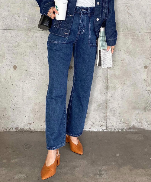 ISOOK(アイスー)の「Baker denim pants / ベイカーデニムパンツ(mako select)(デニムパンツ・レディース・インディゴブルー・S/M)」の2枚目の写真