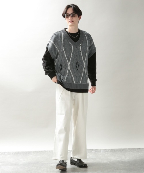 RAGEBLUE（レイジブルー）の「ジガラVネックニットベスト（ベスト・メンズ・グレー/ブルー・MEDIUM/LARGE）」の15枚目の写真