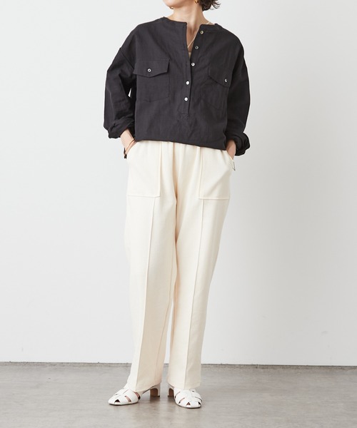 Omekashi（オメカシ）の「リネンプルオーバーシャツ（シャツ/ブラウス・レディース・ブラック/オフホワイト/ピンク・FREE）」の15枚目の写真