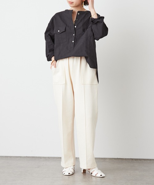 Omekashi（オメカシ）の「リネンプルオーバーシャツ（シャツ/ブラウス・レディース・ブラック/オフホワイト/ピンク・FREE）」の16枚目の写真