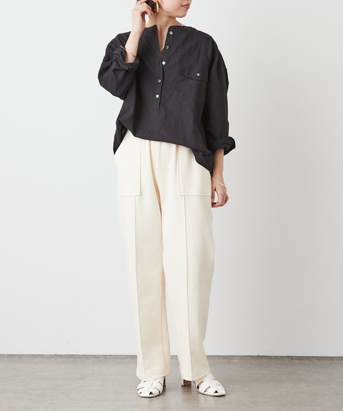 Omekashi（オメカシ）の「リネンプルオーバーシャツ（シャツ/ブラウス・レディース・ブラック/オフホワイト/ピンク・FREE）」の17枚目の写真