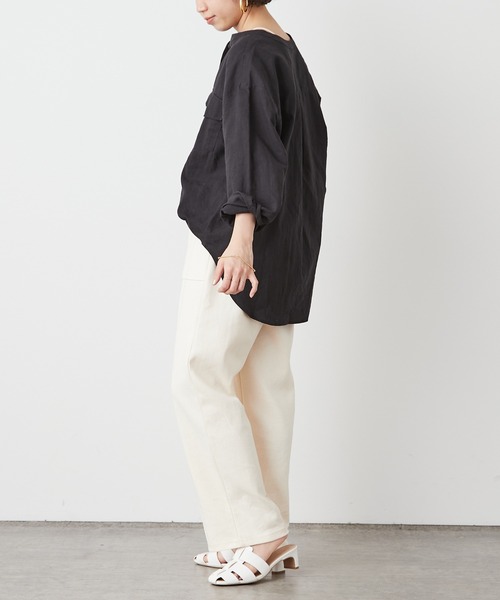 Omekashi（オメカシ）の「リネンプルオーバーシャツ（シャツ/ブラウス・レディース・ブラック/オフホワイト/ピンク・FREE）」の19枚目の写真