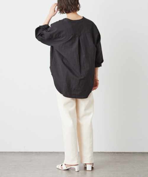 Omekashi（オメカシ）の「リネンプルオーバーシャツ（シャツ/ブラウス・レディース・ブラック/オフホワイト/ピンク・FREE）」の20枚目の写真