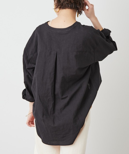 Omekashi（オメカシ）の「リネンプルオーバーシャツ（シャツ/ブラウス・レディース・ブラック/オフホワイト/ピンク・FREE）」の10枚目の写真