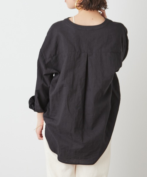 Omekashi（オメカシ）の「リネンプルオーバーシャツ（シャツ/ブラウス・レディース・ブラック/オフホワイト/ピンク・FREE）」の11枚目の写真