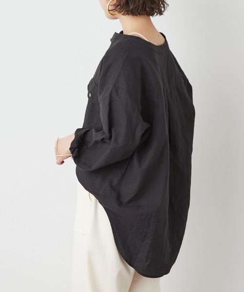 Omekashi（オメカシ）の「リネンプルオーバーシャツ（シャツ/ブラウス・レディース・ブラック/オフホワイト/ピンク・FREE）」の12枚目の写真