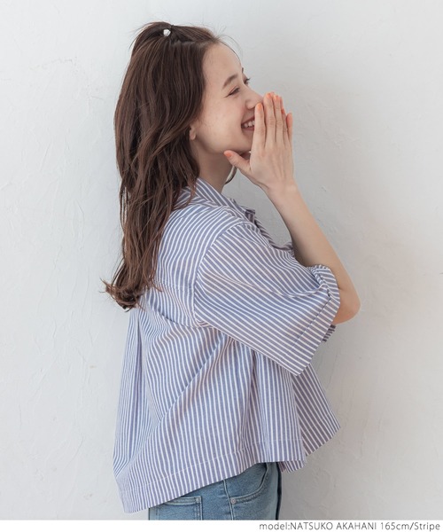 coca(coca)(コカ)の「ストライプボックスシャツ(シャツ/ブラウス・レディース・ストライプ・ONE SIZE)」の4枚目の写真