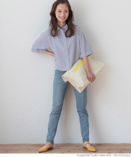 coca(coca)(コカ)の「ストライプボックスシャツ(シャツ/ブラウス・レディース・ストライプ・ONE SIZE)」の5枚目の写真