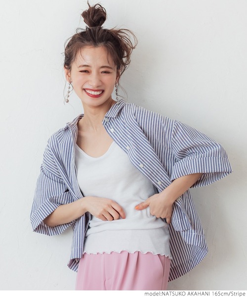 coca(coca)(コカ)の「ストライプボックスシャツ(シャツ/ブラウス・レディース・ストライプ・ONE SIZE)」の10枚目の写真