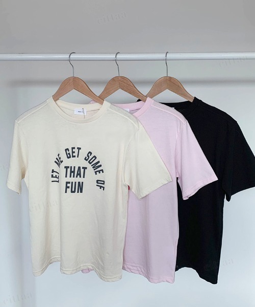 Dalfwin(ダールフィン)の「LET MEレタリング半袖Tシャツ(Tシャツ/カットソー・レディース・ブラック/ピンク/クリーム・FREE)」の15枚目の写真