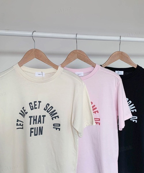 Dalfwin(ダールフィン)の「LET MEレタリング半袖Tシャツ(Tシャツ/カットソー・レディース・ブラック/ピンク/クリーム・FREE)」の16枚目の写真