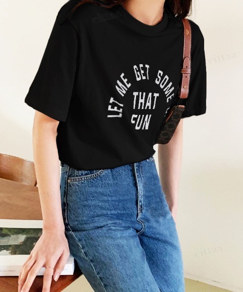 Dalfwin(ダールフィン)の「LET MEレタリング半袖Tシャツ(Tシャツ/カットソー・レディース・ブラック/ピンク/クリーム・FREE)」の13枚目の写真