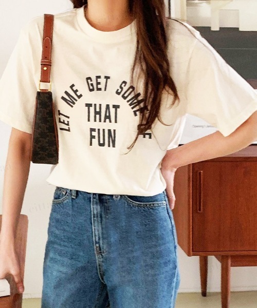 Dalfwin(ダールフィン)の「LET MEレタリング半袖Tシャツ(Tシャツ/カットソー・レディース・ブラック/ピンク/クリーム・FREE)」の10枚目の写真