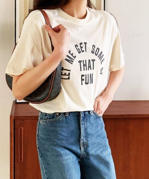 Dalfwin(ダールフィン)の「LET MEレタリング半袖Tシャツ(Tシャツ/カットソー・レディース・ブラック/ピンク/クリーム・FREE)」の9枚目の写真