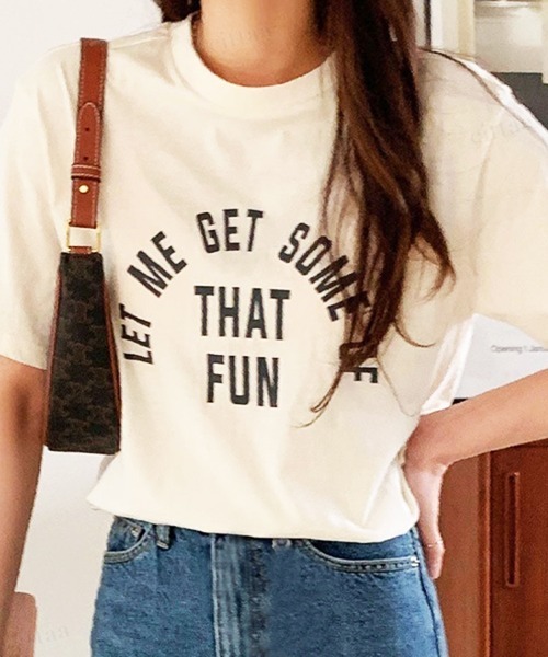 Dalfwin(ダールフィン)の「LET MEレタリング半袖Tシャツ(Tシャツ/カットソー・レディース・ブラック/ピンク/クリーム・FREE)」の8枚目の写真