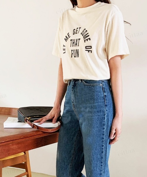 Dalfwin(ダールフィン)の「LET MEレタリング半袖Tシャツ(Tシャツ/カットソー・レディース・ブラック/ピンク/クリーム・FREE)」の6枚目の写真