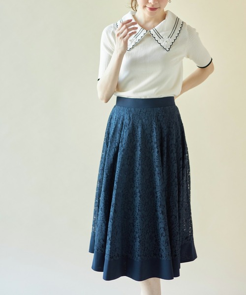 tocco closet（トッコ　クローゼット）の「切り替えフラワーレースフレアスカート（スカート・レディース・ホワイト/ブラック/ネイビー/ピンク系その他/ブルー系その他・M）」の18枚目の写真