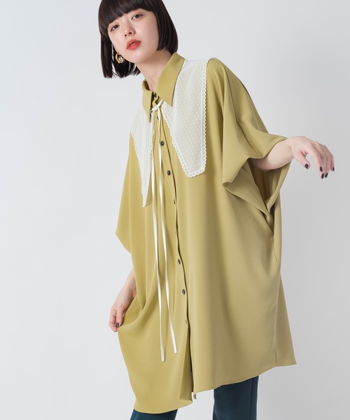 La SRIC（ラスリック）の「La SRIC / ドットチュールカラーBL（シャツ/ブラウス・レディース・オフホワイト/ライム・38）」の2枚目の写真