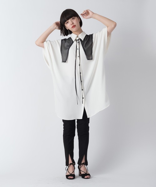 La SRIC（ラスリック）の「La SRIC / ドットチュールカラーBL（シャツ/ブラウス・レディース・オフホワイト/ライム・38）」の3枚目の写真