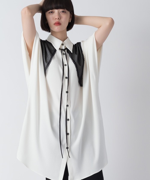 La SRIC（ラスリック）の「La SRIC / ドットチュールカラーBL（シャツ/ブラウス・レディース・オフホワイト/ライム・38）」の10枚目の写真