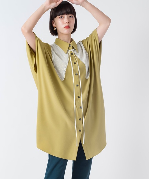 La SRIC（ラスリック）の「La SRIC / ドットチュールカラーBL（シャツ/ブラウス・レディース・オフホワイト/ライム・38）」の11枚目の写真