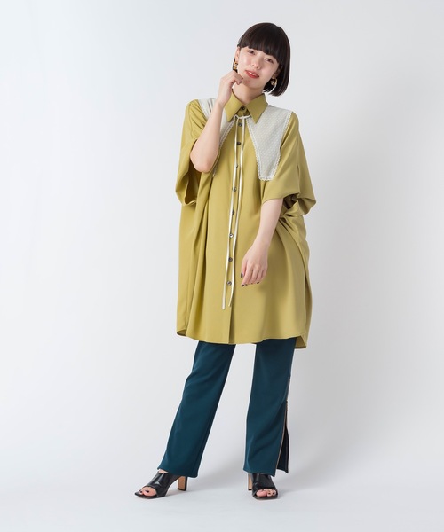 La SRIC（ラスリック）の「La SRIC / ドットチュールカラーBL（シャツ/ブラウス・レディース・オフホワイト/ライム・38）」の8枚目の写真