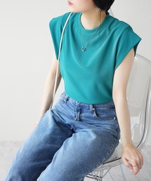 IAMUSE（アイアミューズ）の「【シワと毛玉になりにくいポンチ素材/下着が見えない脇カバー付き】フレンチスリーブトップス S0597【IAMUSE】（Tシャツ/カットソー・レディース）」