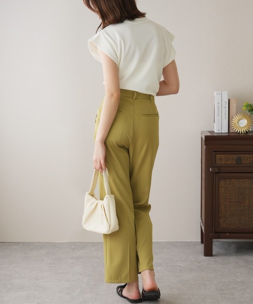 IAMUSE(アイアミューズ)の「【シワと毛玉になりにくいポンチ素材/下着が見えない脇カバー付き】フレンチスリーブトップス S0597【IAMUSE】(Tシャツ/カットソー・レディース・ブラック/ホワイト/グレイッシュベージュ/グリーン/ベージュ/マスタード・FREE)」の12枚目の写真