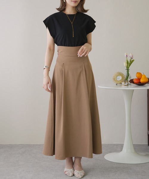 IAMUSE(アイアミューズ)の「【シワと毛玉になりにくいポンチ素材/下着が見えない脇カバー付き】フレンチスリーブトップス S0597【IAMUSE】(Tシャツ/カットソー・レディース・ブラック/ホワイト/グレイッシュベージュ/グリーン/ベージュ/マスタード・FREE)」の18枚目の写真