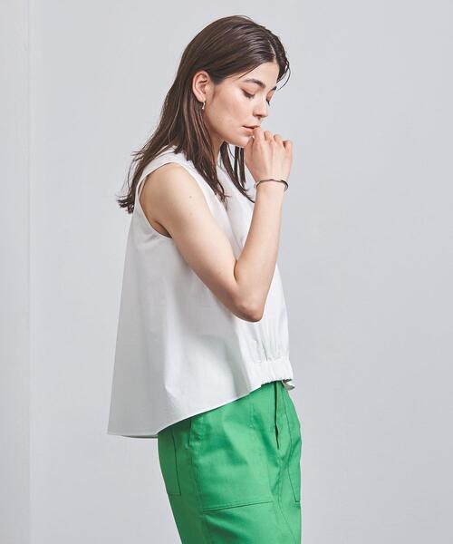 UNITED ARROWS◆ノースリーブブラウス/--/ナイロン/WHT/無地/1516-299-1487 UNITED ARROWS(ユナイテッドアローズ) ノースリーブブラウス1516