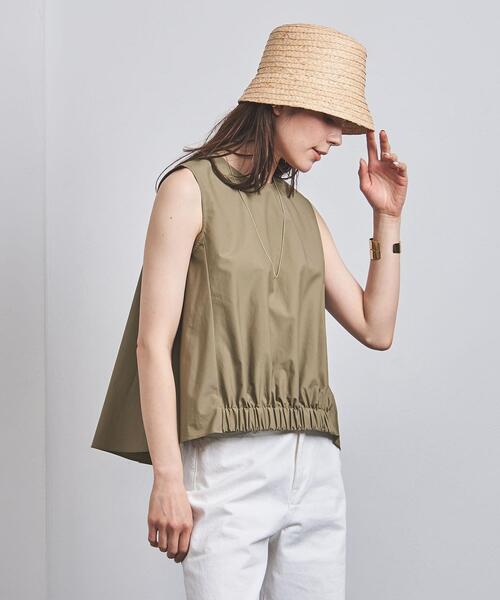UNITED ARROWS◆ノースリーブブラウス/--/ナイロン/WHT/無地/1516-299-1487 UNITED ARROWS(ユナイテッドアローズ) / ノースリーブブラウス