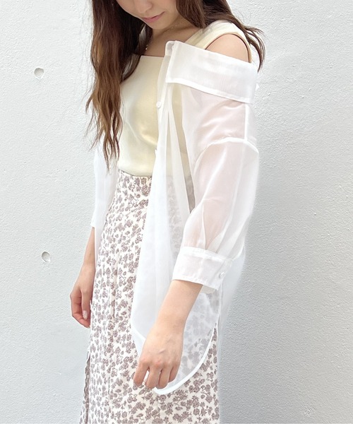 NOMAE（ノーマエ）の「シアーシャツレイヤードトップス（シャツ/ブラウス・レディース・ホワイト/ライトグレー/ブラック/ライトグリーン/ライトピンク・FREE）」の2枚目の写真