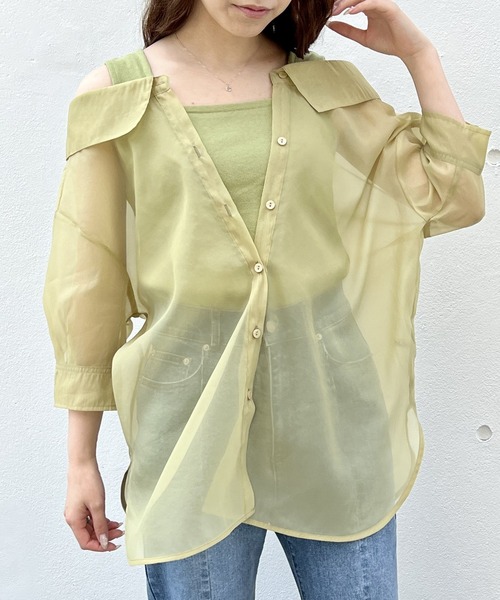 ブラウス シャツ 「WEB限定」シアーレイヤードトップス レディース hunch tシャツ 「WEB限定/別注」ランダムリブ レイヤード シアー