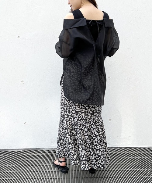 NOMAE（ノーマエ）の「シアーシャツレイヤードトップス（シャツ/ブラウス・レディース・ホワイト/ライトグレー/ブラック/ライトグリーン/ライトピンク・FREE）」の13枚目の写真