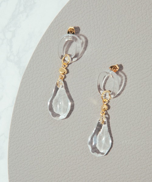 COLOR TOKYO ACCESSORIES（カラートウキョウアクセサリー）の「ストーン+リングアクリルピアス（ピアス（両耳用）・レディース・クリア/Black/Beige/White・FREE）」の9枚目の写真