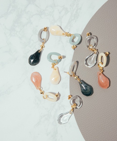 COLOR TOKYO ACCESSORIES（カラートウキョウアクセサリー）の「ストーン+リングアクリルピアス（ピアス（両耳用）・レディース・クリア/Black/Beige/White・FREE）」の7枚目の写真