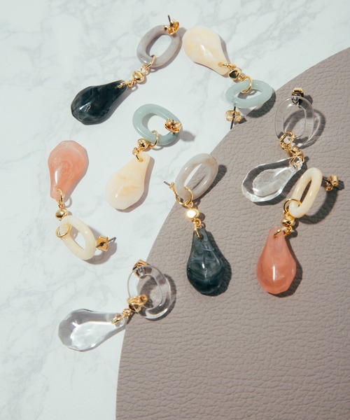 COLOR TOKYO ACCESSORIES（カラートウキョウアクセサリー）の「ストーン+リングアクリルピアス（ピアス（両耳用）・レディース・クリア/Black/Beige/White・FREE）」の6枚目の写真