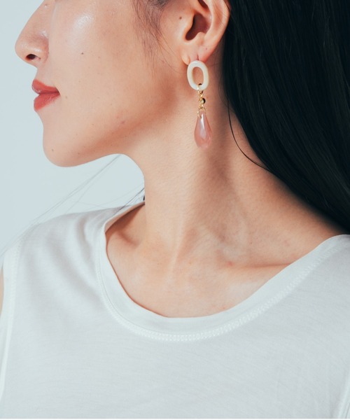 COLOR TOKYO ACCESSORIES（カラートウキョウアクセサリー）の「ストーン+リングアクリルピアス（ピアス（両耳用）・レディース・クリア/Black/Beige/White・FREE）」の21枚目の写真