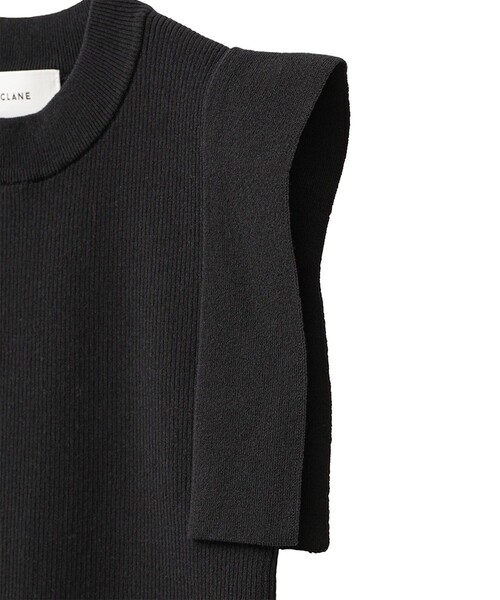 clane■クラネ■スクエアスリーブニットトップス超美品❢黒ノースリトップス CLANE/クラネ】SQUARE SLEEVE KNIT TOPS/スクエアスリーブ