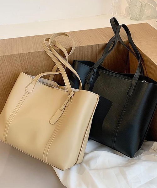 EPICKS（エピックス）の「ファスナー付きPUトートBAG（トートバッグ・レディース・ホワイト/ブラック/ブラウン/カーキ・F）」の17枚目の写真