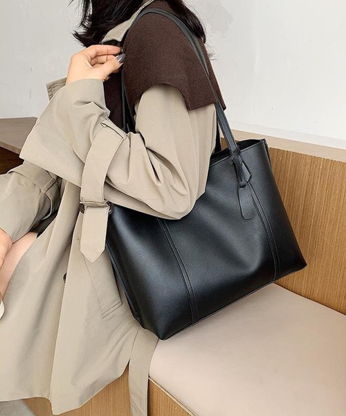 EPICKS（エピックス）の「ファスナー付きPUトートBAG（トートバッグ・レディース・ホワイト/ブラック/ブラウン/カーキ・F）」の22枚目の写真