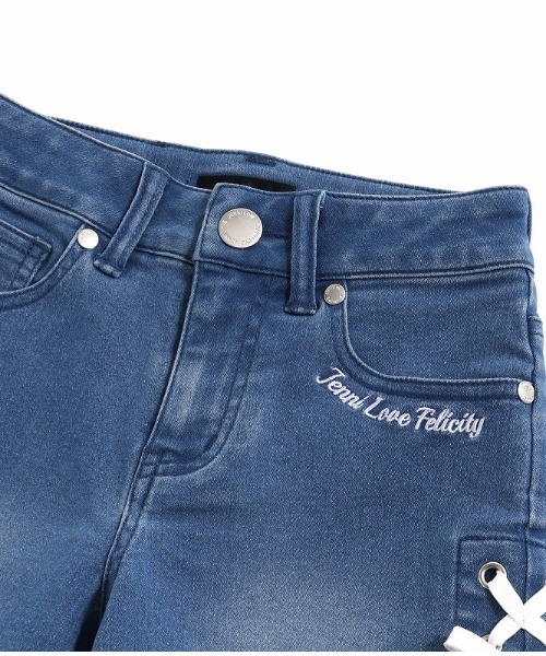 JENNI love(ジェニィラブ)の「レースアップデニムショーパン(デニムパンツ・キッズ・ブルー/サックスブルー・150cm/130cm/160cm/140cm)」の18枚目の写真